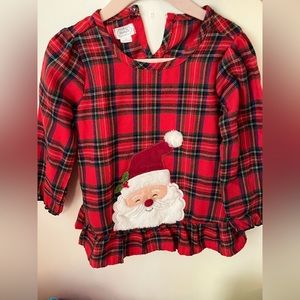 Little girl’s Mud Pie Holiday Santa plaid shirt- 4T